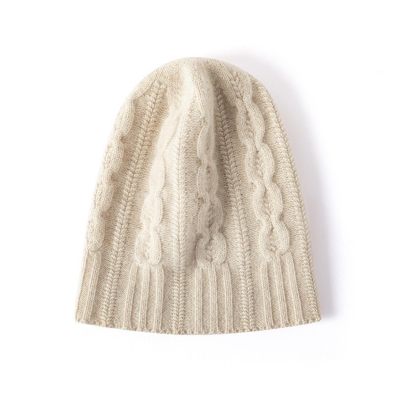 100% Cashmere Cap Pure Cashmere Beanie Hat for Women Lightweight Cable - Knit Beanie