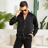 100% Mulberry Men's Silk Shirt Long Pure Silk Dress Shirts