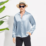 100% Mulberry Men's Silk Shirt Long Pure Silk Dress Shirts
