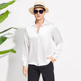 100% Mulberry Men's Silk Shirt Long Pure Silk Dress Shirts