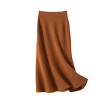 Womens A Line Cashmere Skirt Midi Length Cashmere Knit Sweater Skirt