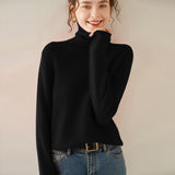 Womens Turtleneck Cashmere Sweater Long Sleeve Cashmere Pullover Rib Hem
