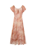 Romantic Puff Sleeve Summer Silk Dress Silk Maxi Dress for Women Silk Floral Dress