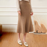 Womens A Line Cashmere Skirt Midi Length Cashmere Knit Sweater Skirt