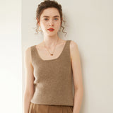 Womens V Neck Cashmere Vest Ribbed Knit Cashmere Tank Top