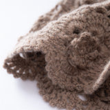 Womens Crochet Cashmere Beanie Textured Knit Cashmere Hat with Scalloped Edge