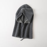 Double Layer Cashmere Hooded Scarf Two Tone Cashmere Balaclava Neck Warmer