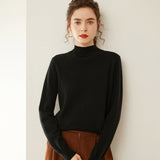 Womens Mock Neck Cashmere Sweater Cashmere Pullover Ribbed Hem