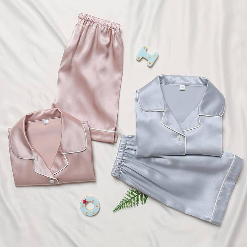 Short Kids' Silk Pajama Set Child's Silk Pajamas