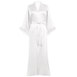 Bridal Silk Kimono Robes With Ostrich Feather Silk Robe