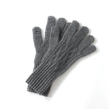 Cable Knit Pure Cashmere Touchscreen Gloves Cashmere Winter Mitts