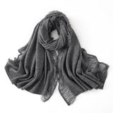 Cashmere Scarf With Fringed Edges Long Cashmere Shawl With Tassel