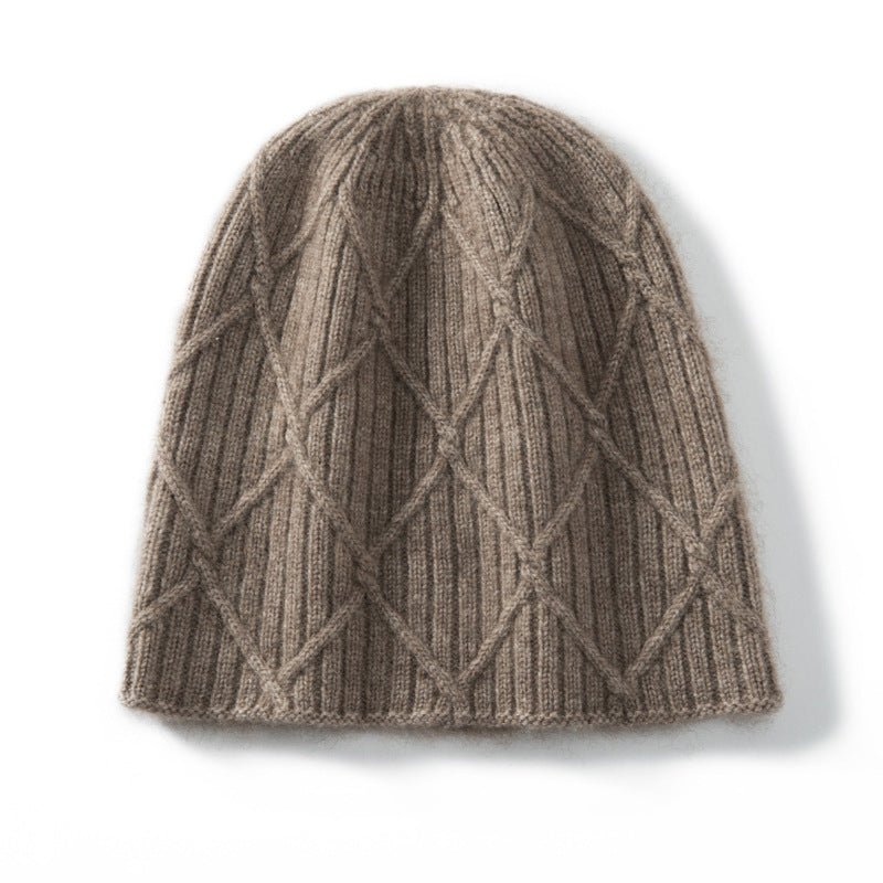 Diamond Cashmere Beanie Textured Cashmere Knit Hat for Men and Women