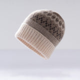 Fair Isle Pattern Pure Cashmere Beanie Cashmere Knit Cap Nordic Motif