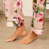 Floral Silk Pajama Set For Women Printed pure Silk nightwear