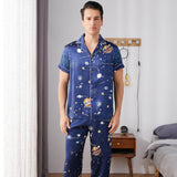Galaxy Printed Silk Pajama Set For Mens Luxury Silk Nightwear