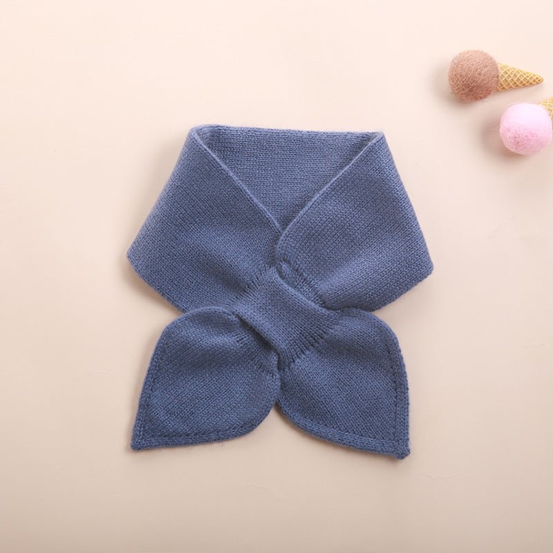 Kids Colorful Knit Cashmere Scarf Bow Knot Cashmere Neck Warmer