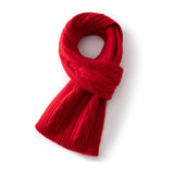 Kids Colorful Knit Cashmere Scarf Pure Cashmere Cable Scarf with Ribbed Ends