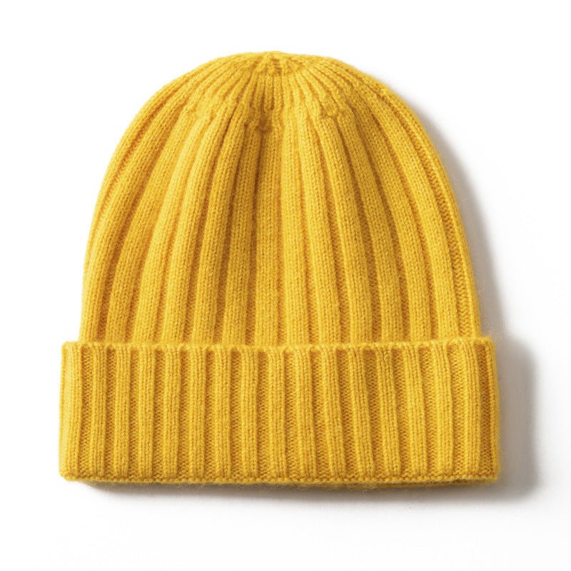 Kids Ribbed Cashmere Beanie Hat Fold Over Pure Cashmere Beanie Multi Colors