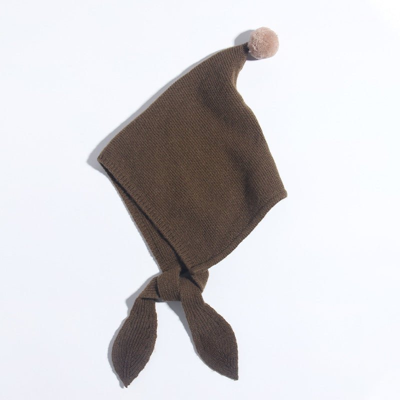 Kids Tie Cashmere Beanie Knit Elf Cashmere Hats with Pom Pom Multi Colors