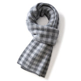 Long Knit Plaid Cashmere Scarf Checkered Cashmere Winter Scarf Gray M