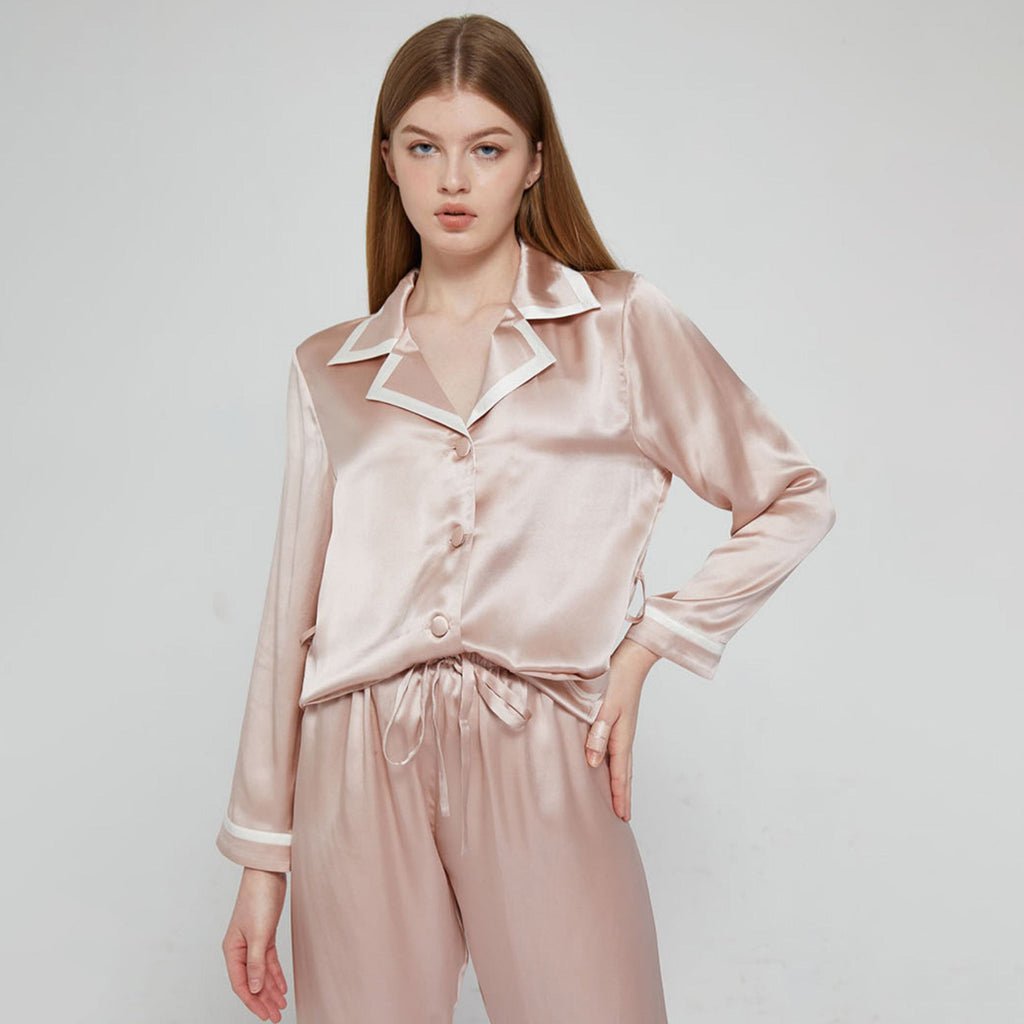 Long Silk Pajamas Set for Women Silk PJS ladies 100 silk sleepwear