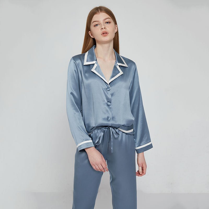 Long Silk Pajamas Set for Women Silk PJS ladies 100 silk sleepwear