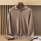 Mens Polo Collar Cashmere Sweater Collared Cashmere Knit Pullover