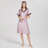 Mulberry Silk Chemise Women's V Neck Silk Lace Nightdress