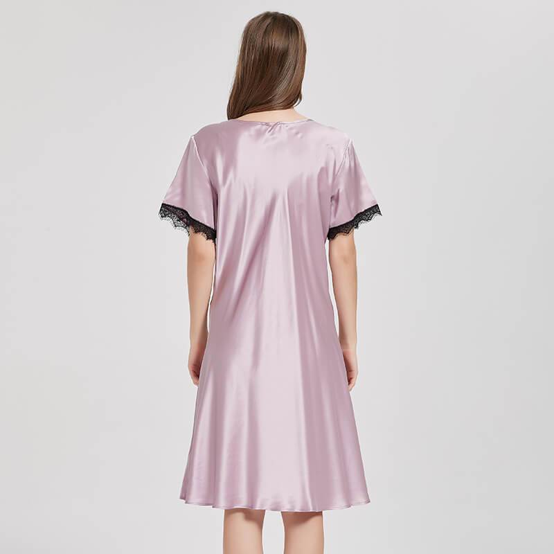 Mulberry Silk Chemise Women's V Neck Silk Lace Nightdress