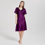 Mulberry Silk Chemise Women's V Neck Silk Lace Nightdress