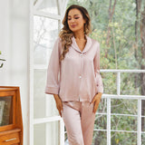 Mulberry Women Silk Pajama Set Pure Full Length Silk Sleepwear