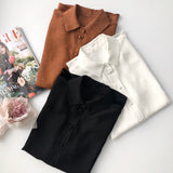 Polka Dots Silk Blouses for Women Long Sleeve Silk Blouse Jacquard Silk Shirt White S