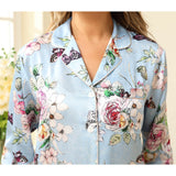 Luxury Print Silk Pajamas Floral Butterfly Silk Pajamas Set