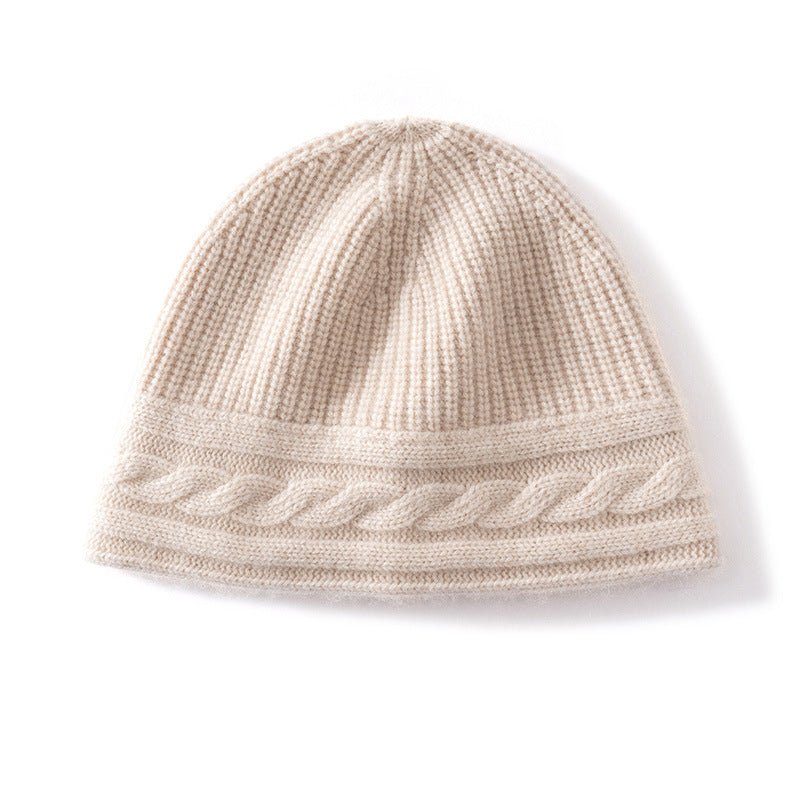 Pure Cashmere Beanie Ultra Soft Womens Cashmere Hat Rib Beanie with Cable Band