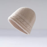 Pure Cashmere Beanie Ultra Soft Womens Cashmere Hat Rib Beanie with Cable Band