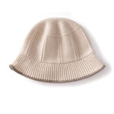 Pure Cashmere Bucket Hat Textured Cashmere Bucket Cap Rib Brim
