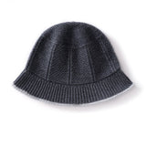 Pure Cashmere Bucket Hat Textured Cashmere Bucket Cap Rib Brim