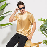 Pure Silk T-Shirts For Men Luxury V - Neck Silk Top Tee