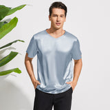 Pure Silk T-Shirts For Men Luxury V - Neck Silk Top Tee