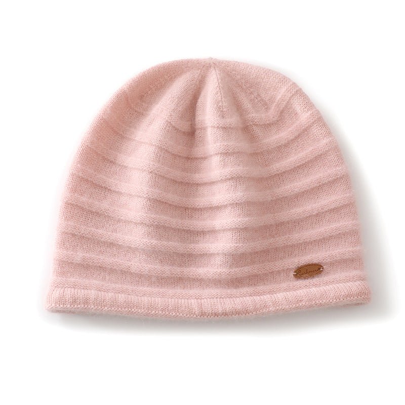 Rib Textured Pure Cashmere Beanie Unisex Thick Cashmere Knit Hat