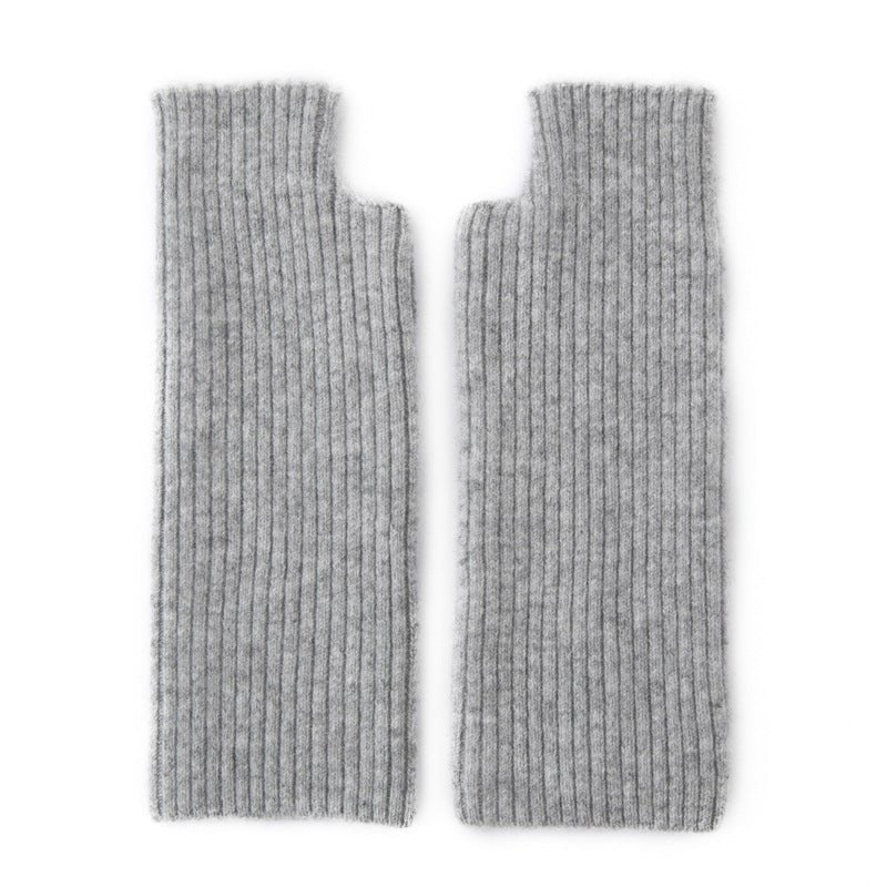Ribbed Pure Cashmere Gloves Cashmere Wrist Warmers Long Cashmere Mitts