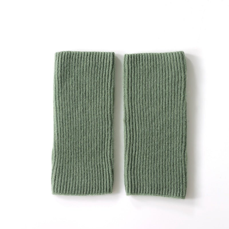 Ribbed Pure Cashmere Knit Headband Half - finger gloves Cashmere Gloves
