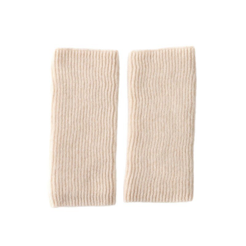 Ribbed Pure Cashmere Knit Headband Half - finger gloves Cashmere Gloves