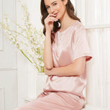 Henley Neckline Silk Pajamas 100% Silk Sleepwear Set