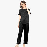 Henley Neckline Silk Pajamas 100% Silk Sleepwear Set
