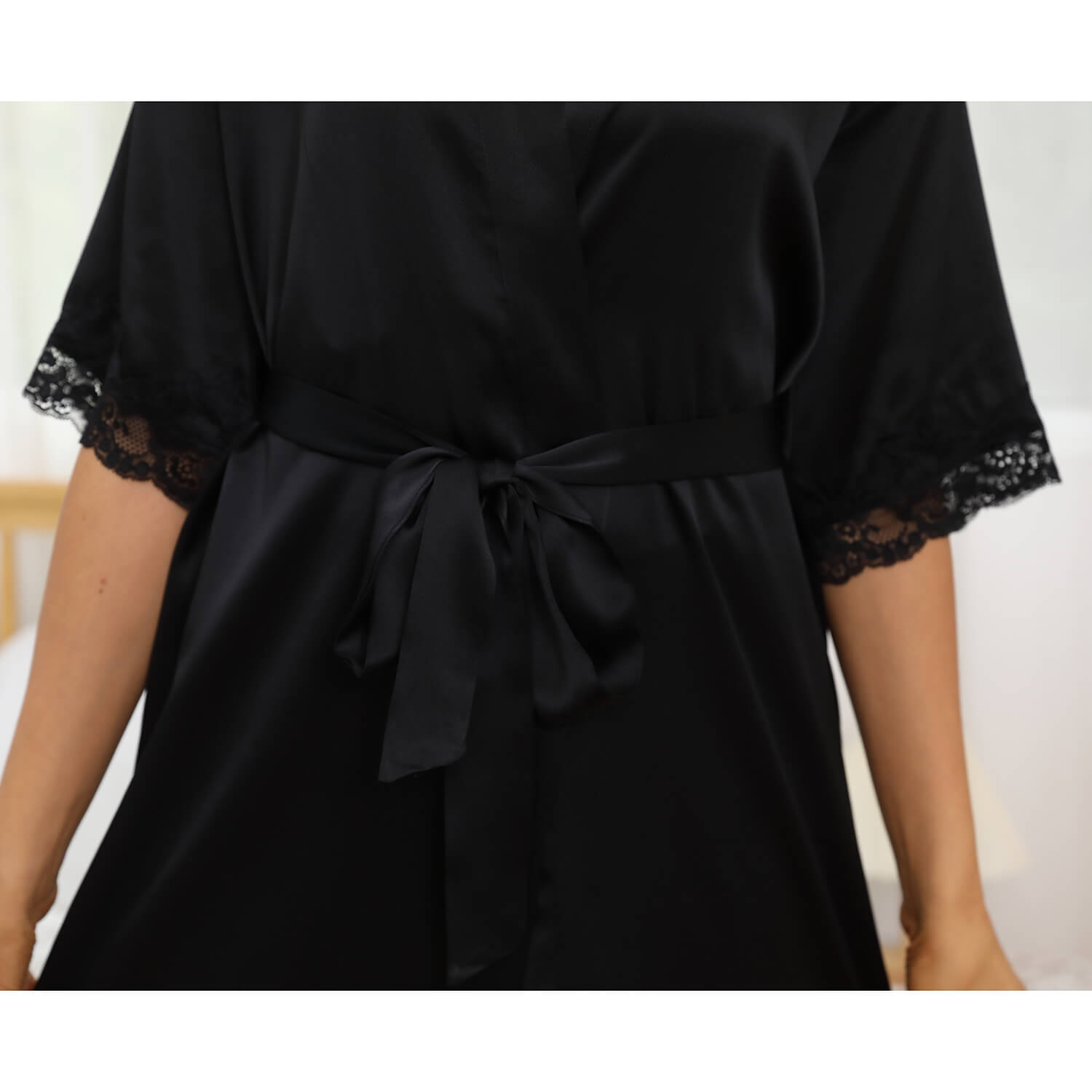 Womens Silk Robes 100% Sexy Lace Silk Kimono Robe