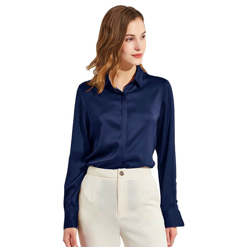 Silk Blouses For Women Long Sleeve Silk Button Shirts