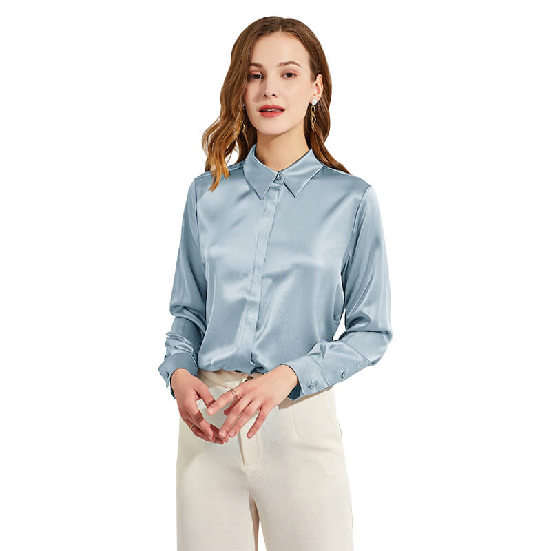 Silk Blouses For Women Long Sleeve Silk Button Shirts
