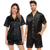 Silk Couple Pajamas Men And Women Short Silk Pyjama Set